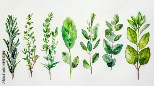 Wallpaper Mural watercolor Set of watercolor hand drawn aromatic herbs and spices. Isolated on white background. Torontodigital.ca