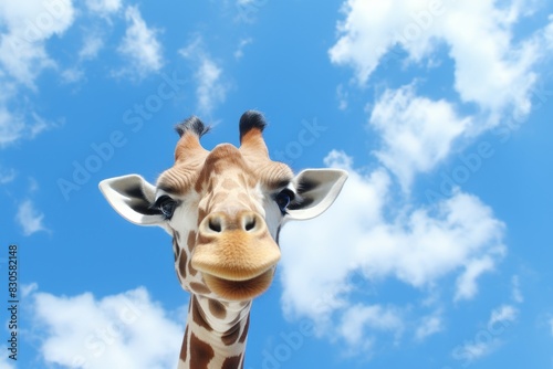 Elegant giraffe silhouette gracefully set against the vivid and colorful sky background