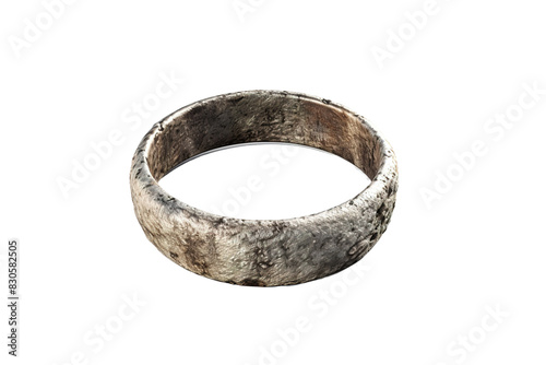 Vintage silver ring, tarnished metal band jewelry, rustic antique wedding ring accessory for fashion and craft design isolated on Transparent Background