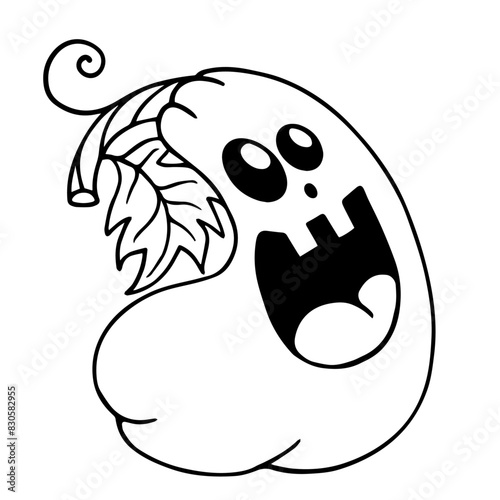 Line sketch of a funny pumpkin character for the Halloween holiday.Vector graphics.