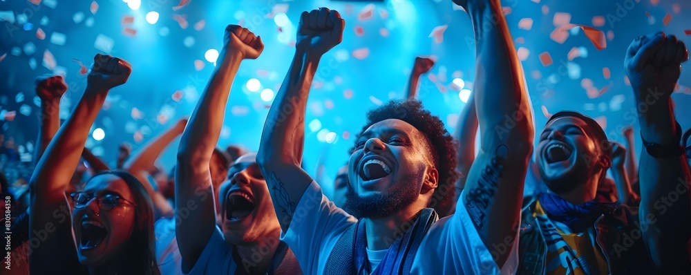 Obraz premium Passionate Sports Fans Reacting Enthusiastically to Live Sporting Events on Social Media