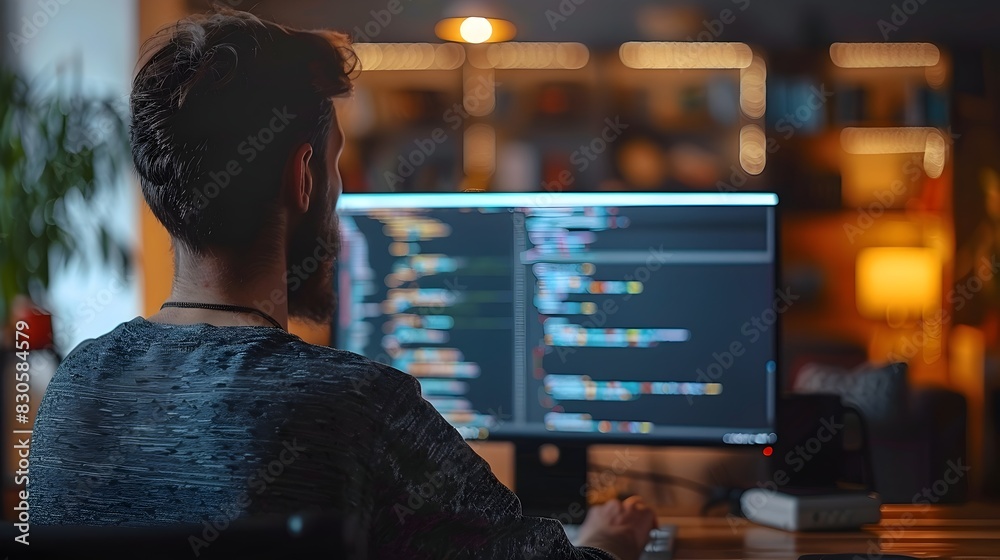 Over the Shoulder View of Developer Automating Website Functions with Scripts Over the Shoulder View of Developer Automating Website Functions with Scripts