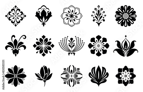 Flowers icon set. Flowers isolated on transparent background. Flowers in modern simple. Cute round flower plant nature collection. Vector illustrator