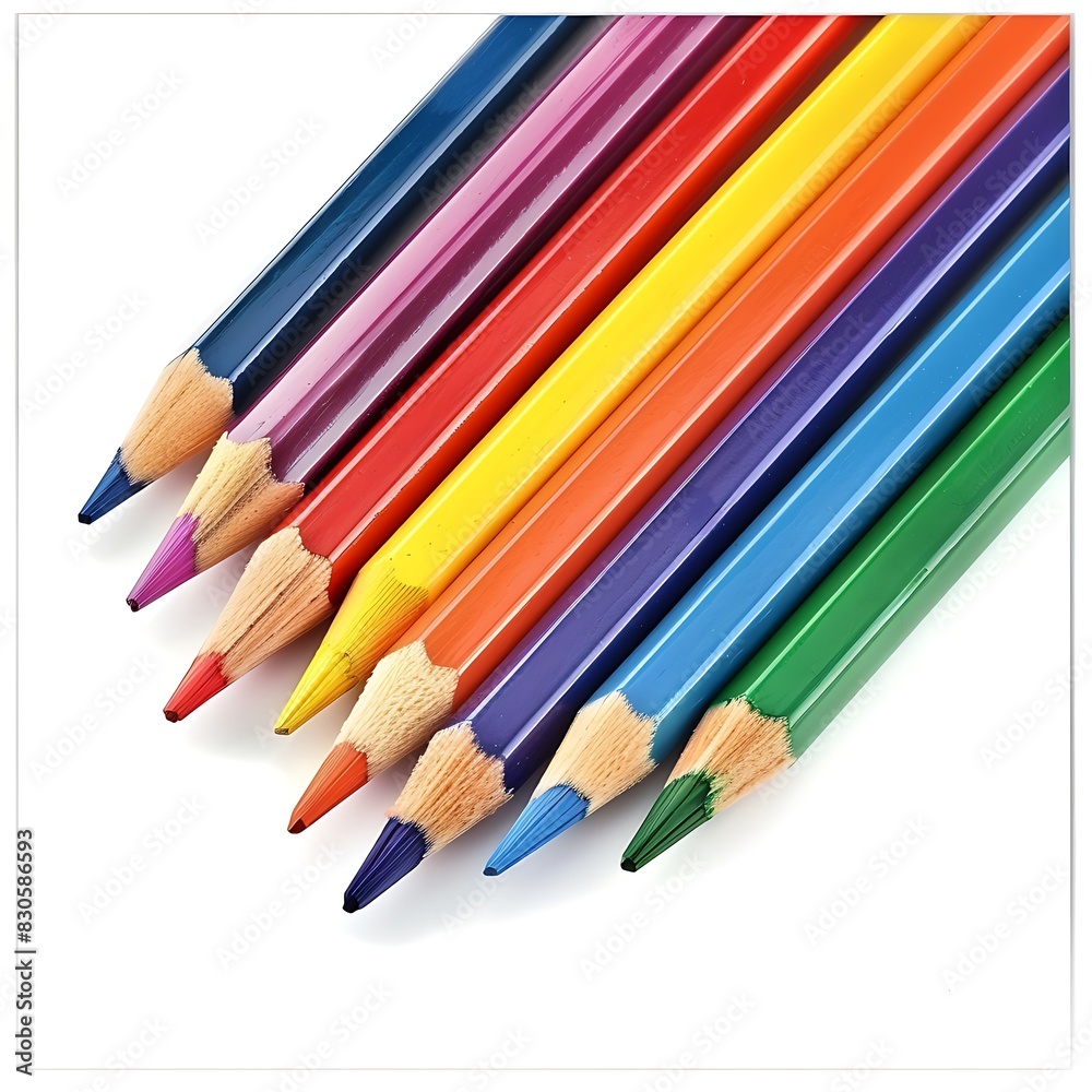 Fototapeta premium color pencils isolated against white background,