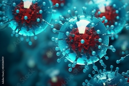 analysis, dangerous virus balls with spikes and suckers as a background. copy space. scientific background, chemistry or microbiology.