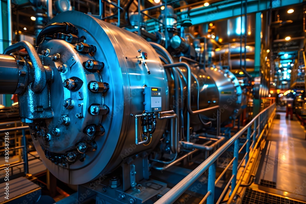 Fototapeta premium Illustration. Utilizing data analytics and machine learning to predict equipment failures and schedule timely maintenance. AI generate