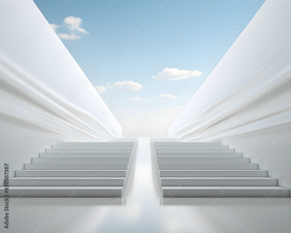 Obraz premium white wall empty room interior floor background modern light design.