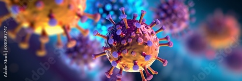 Viruses under a microscope close-up. viral infections. laboratory blood tests.