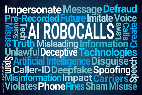 AI Robocalls Word Cloud on Blue Background