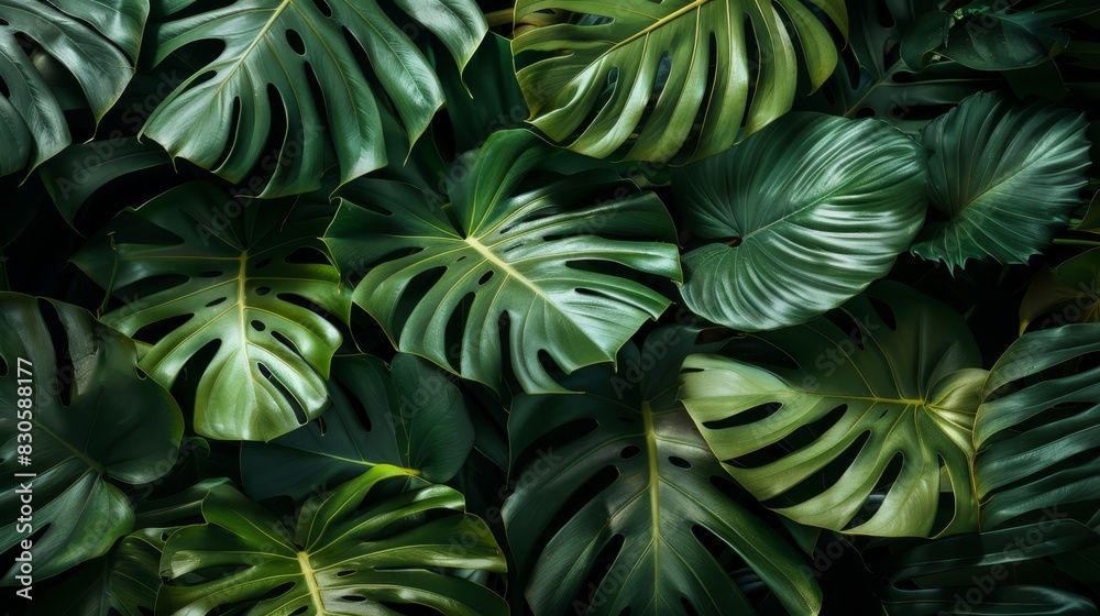 A close-up of various green leaves against a wall, with a solitary green plant situated in the center A close-up of various green leaves against a wall, with a solitary green plant situated in the center