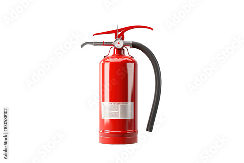 Fiery Saviour: A Standout Red Fire Extinguisher Against Pure White on White or PNG Transparent Background.