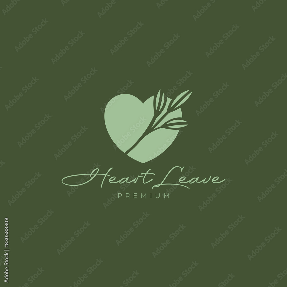 love leaf botanical boho logo design vector love leaf botanical boho logo design vector