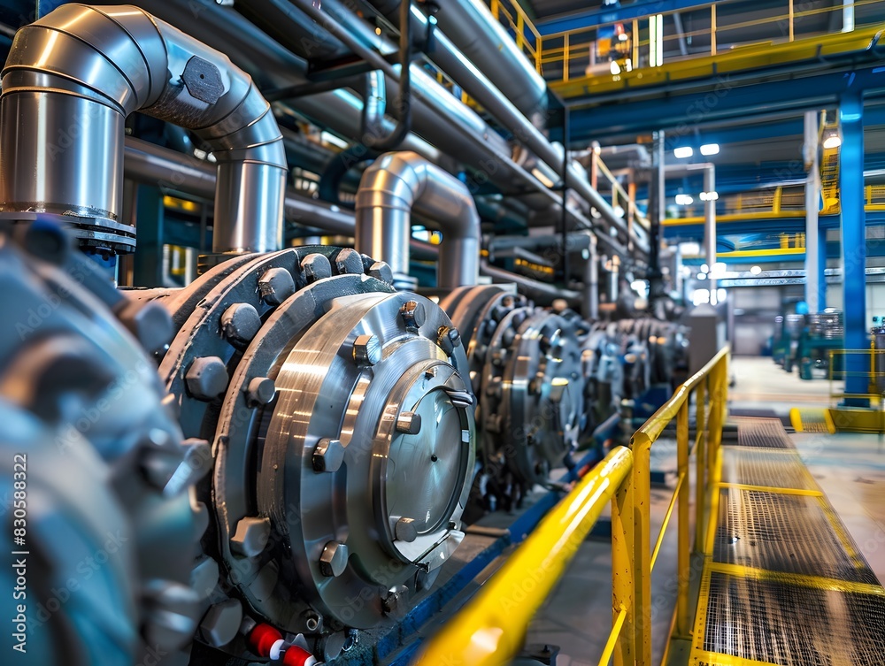 Fototapeta premium Illustration. Utilizing data analytics and machine learning to predict equipment failures and schedule timely maintenance. AI generate