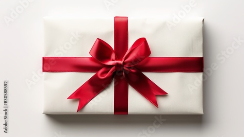 Gift card mockup with a red bow on it © Papukos