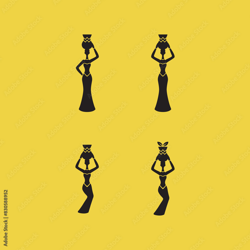 african woman painting culture art modern logo design vector african woman painting culture art modern logo design vector