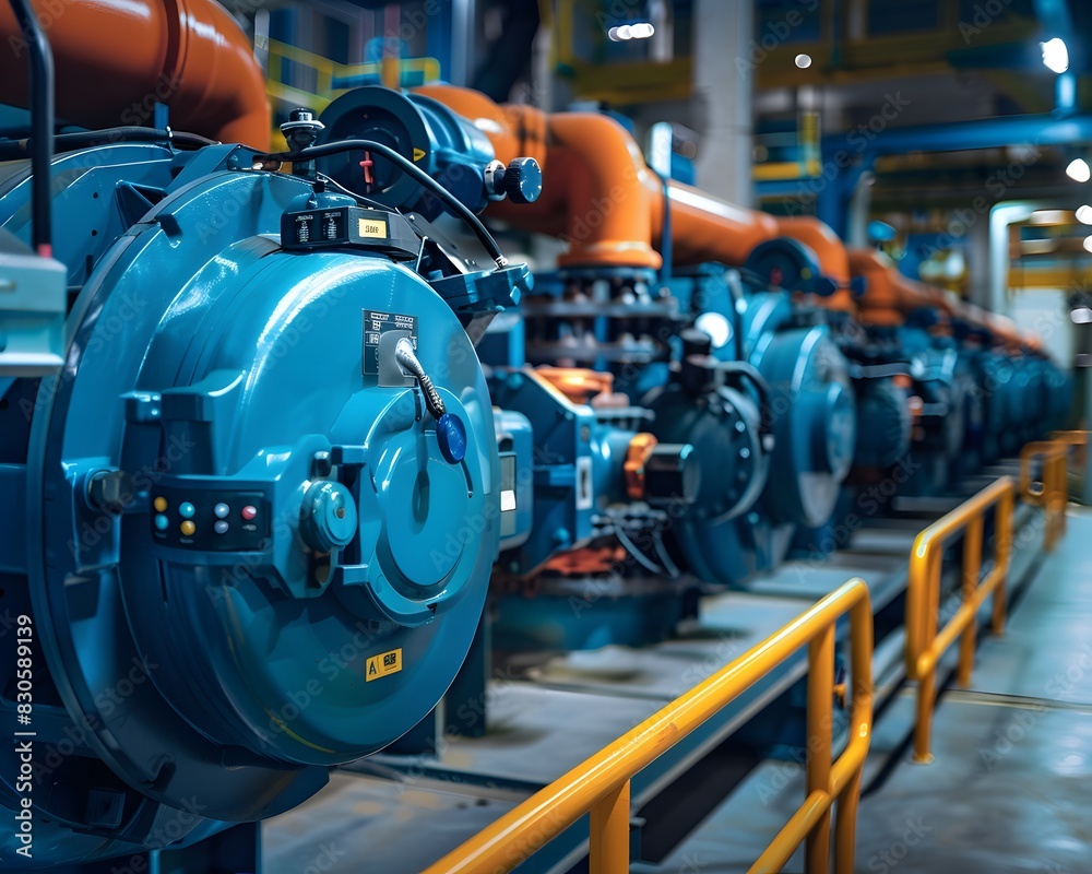 Fototapeta premium Illustration. Utilizing data analytics and machine learning to predict equipment failures and schedule timely maintenance. AI generate