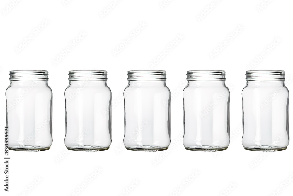 Ethereal Quartet: A Harmonious Display of Glass Jars Illuminated by Moonlight on White or PNG Transparent Background. Ethereal Quartet: A Harmonious Display of Glass Jars Illuminated by Moonlight on White or PNG Transparent Background.