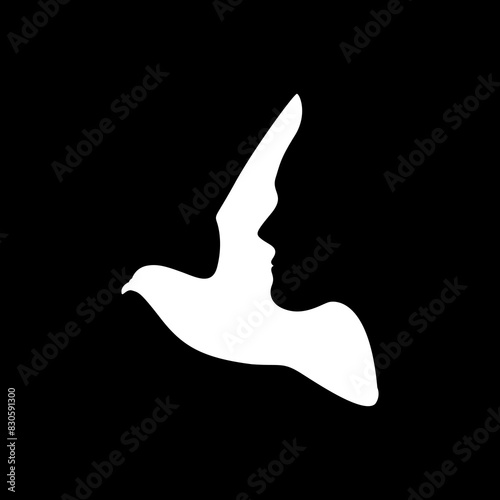 dove with people face peaceful modern logo design vector