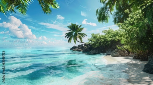 Beach on an island in a tropical setting