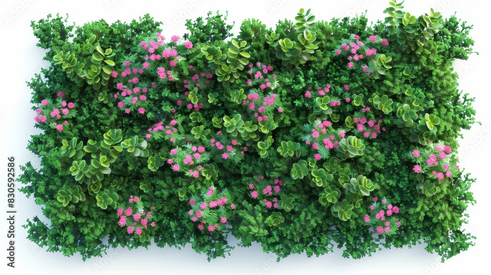 A Lush Green Vertical Garden with Pink Flowers, Generative AI A Lush Green Vertical Garden with Pink Flowers, Generative AI