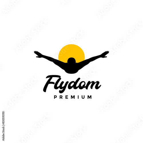 swimming flying extreme sport modern logo design vector