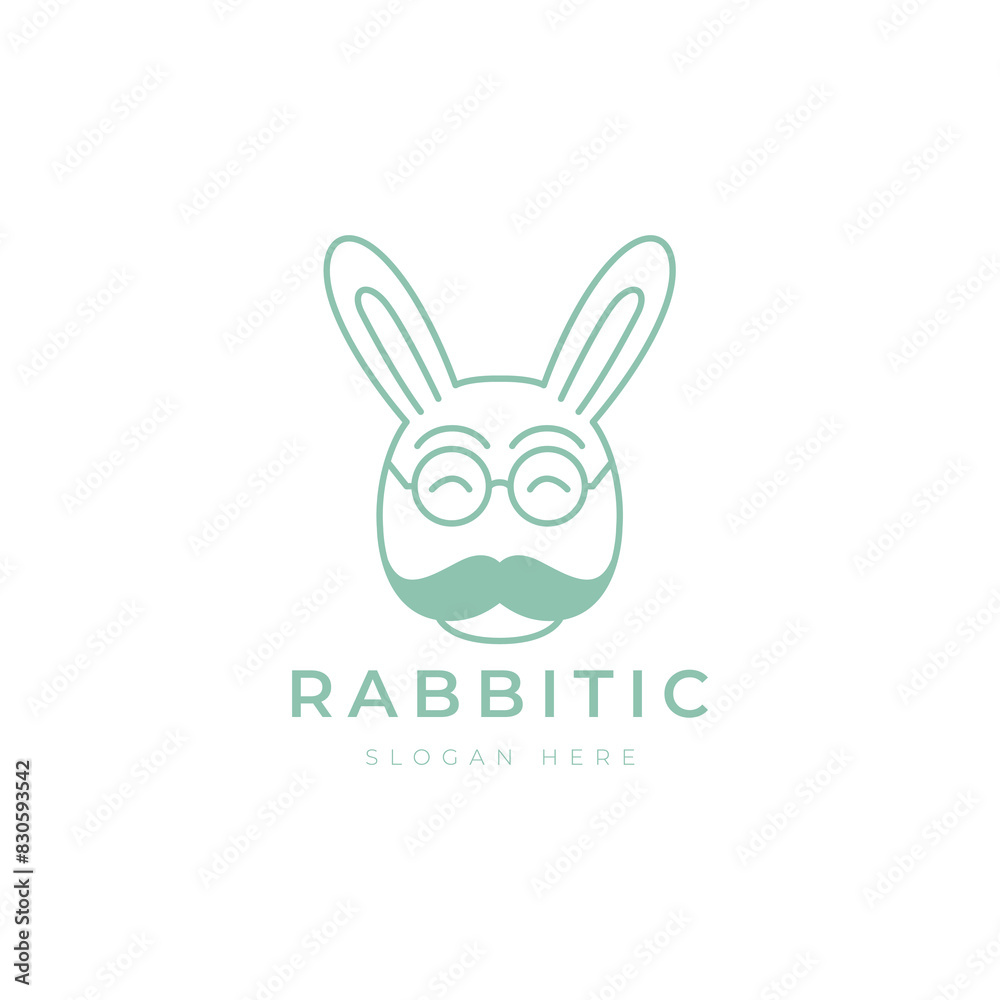 rabbit face cute animal line logo design vector rabbit face cute animal line logo design vector