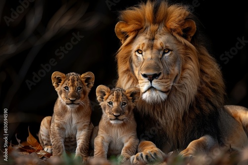 Lion and cubs resting in the shade.