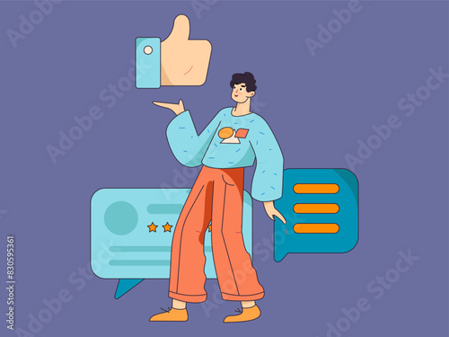 Virtual characters social communication concept business flat vector hand drawn illustration

