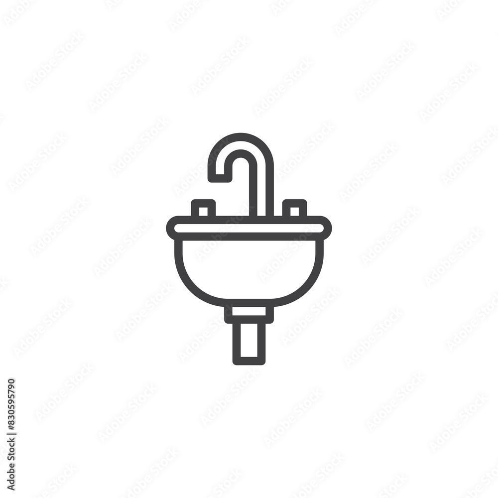 Sink with a faucet line icon Sink with a faucet line icon