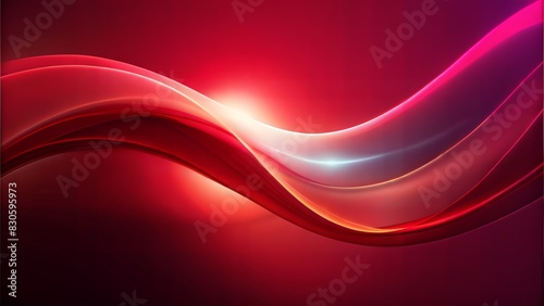 Abstract digital art with a red gradient background, featuring smooth curves and glowing light effects. The design includes soft transitions between different shades of red, creating a dynamic and mod