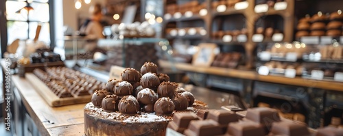 Gourmet Chocolate Shop with Live Showcasing Premium Confectionery Treats and Retail Experience