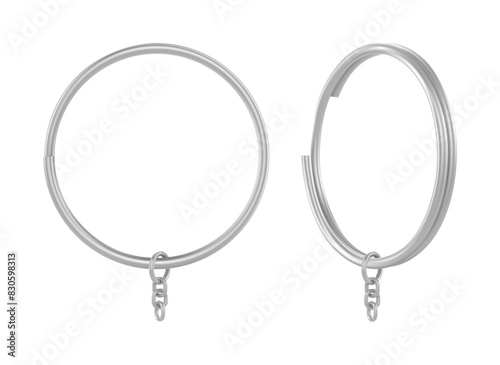 Trinket keyring mockup, metal keychain set. Reallistic set with metal keychain.