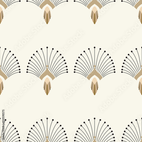 Vintage Art Deco Seamless Pattern. Geometric decorative with circles texture. Retro background. White background