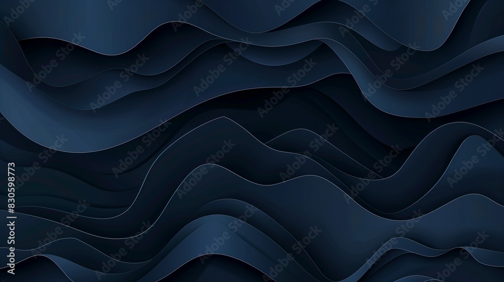An abstract banner design with dark blue paper waves, showcasing a fluid and sophisticated vector background.