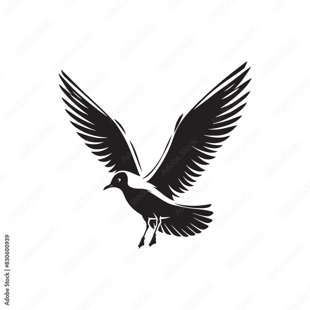 Minimalist Seagull Vector- Black Vector Silhouette of a Seagull Capturing the Essence of Freedom in Flight- Seagull Illustration. Minimalist Seagull Vector- Black Vector Silhouette of a Seagull Capturing the Essence of Freedom in Flight- Seagull Illustration.