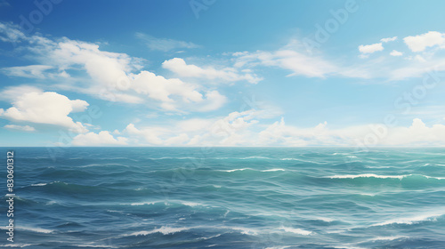 digital vintage style blue sky and ocean graphics poster background