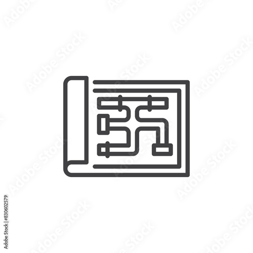 Piping Layout line icon