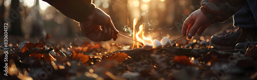 A pan of food is set up by a fire with a pot of food on it. Cooking Over an Open Flame: Pan of Food Prepared by Fire photo