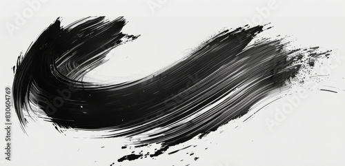 Abstract Black Brushstroke Art on White Canvas