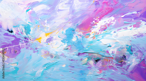 Digital blue purple oil painting flowing water abstract poster web background © yonshan