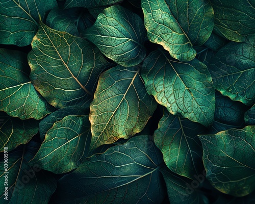 Highresolution surface of leaves with delicate veins, vibrant green, realistic and detailed texture, perfect for organic backgrounds photo