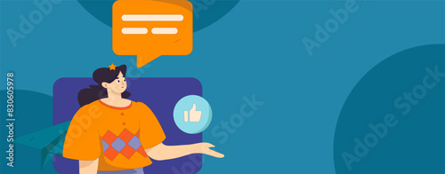 Virtual characters social communication concept business flat vector hand drawn illustration
