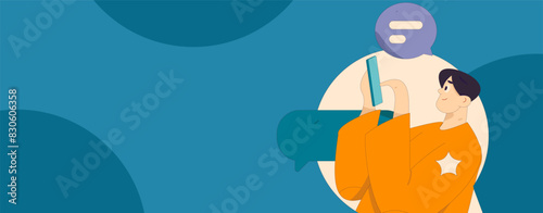 Virtual characters social communication concept business flat vector hand drawn illustration
