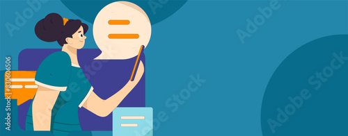 Virtual characters social communication concept business flat vector hand drawn illustration
