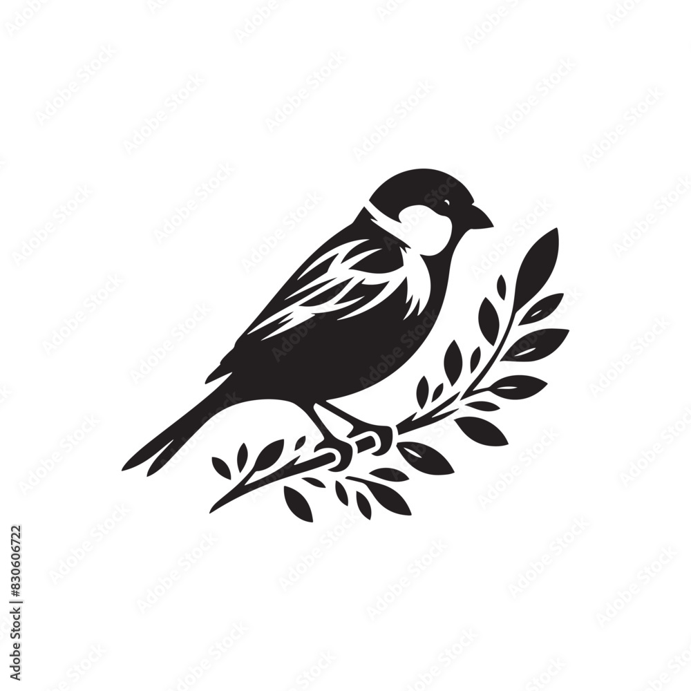 Minimalist Sparrow Vector: Black Vector Silhouette of a Sparrow- Illustration of Sparrow.. Minimalist Sparrow Vector: Black Vector Silhouette of a Sparrow- Illustration of Sparrow..