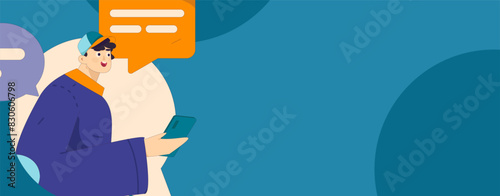 Virtual characters social communication concept business flat vector hand drawn illustration
