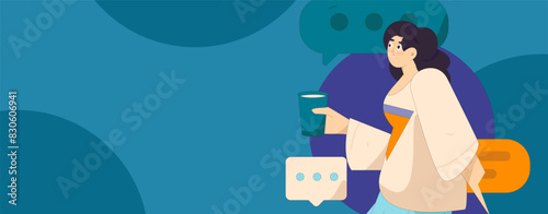 Virtual characters social communication concept business flat vector hand drawn illustration
