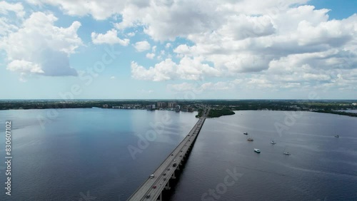 Wallpaper Mural High altitude drone shot looking over the bridge from Fort Myers to Cape Coral Torontodigital.ca