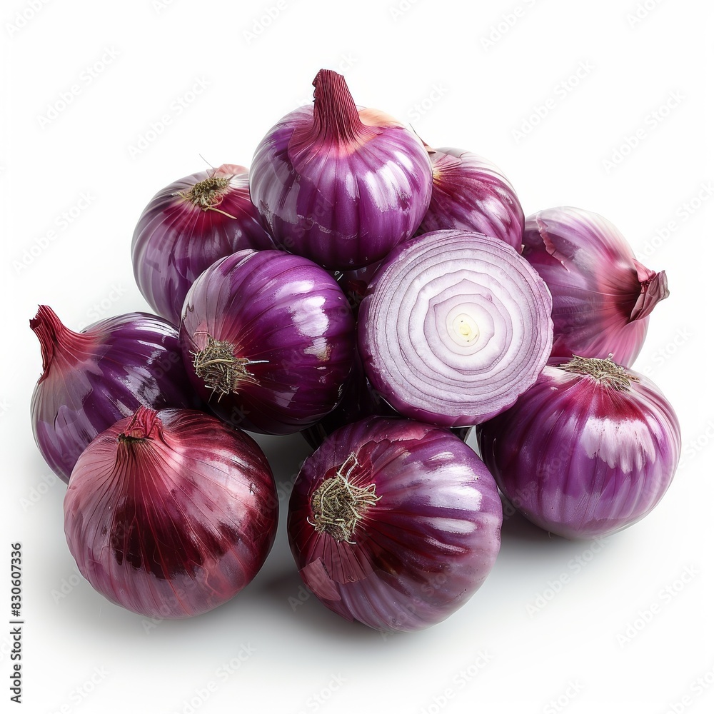huge pile of big shallot on white background huge pile of big shallot on white background