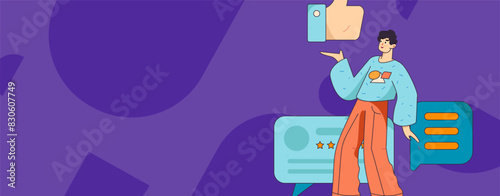 Virtual characters social communication concept business flat vector hand drawn illustration
